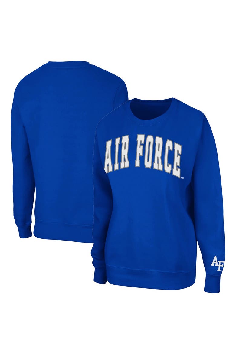 Women's Colosseum Royal Air Force Falcons Campanile Pullover Sweatshirt, Main, color, Royal