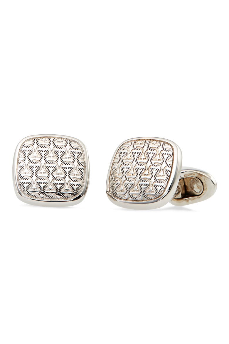 Salvatore Ferragamo Square Cuff Links, Main, color, SILVER