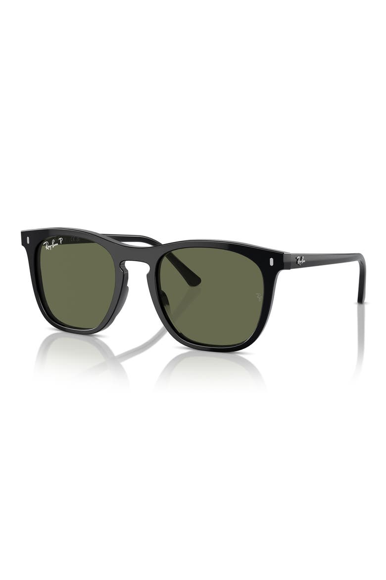 53mm Polarized Square Sunglasses, Alternate, color, BLACK