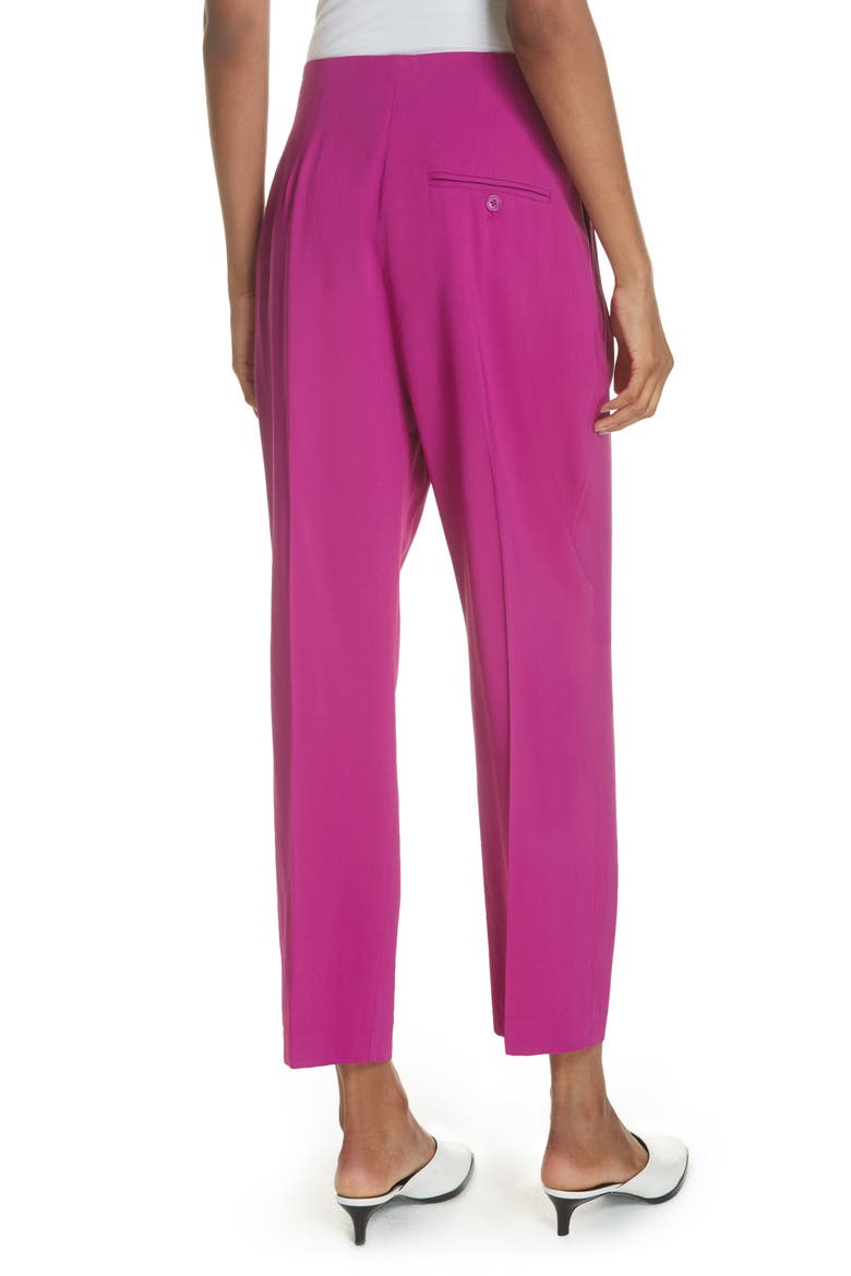 Pleated Crop Trousers, Alternate, color, FUCHSIA
