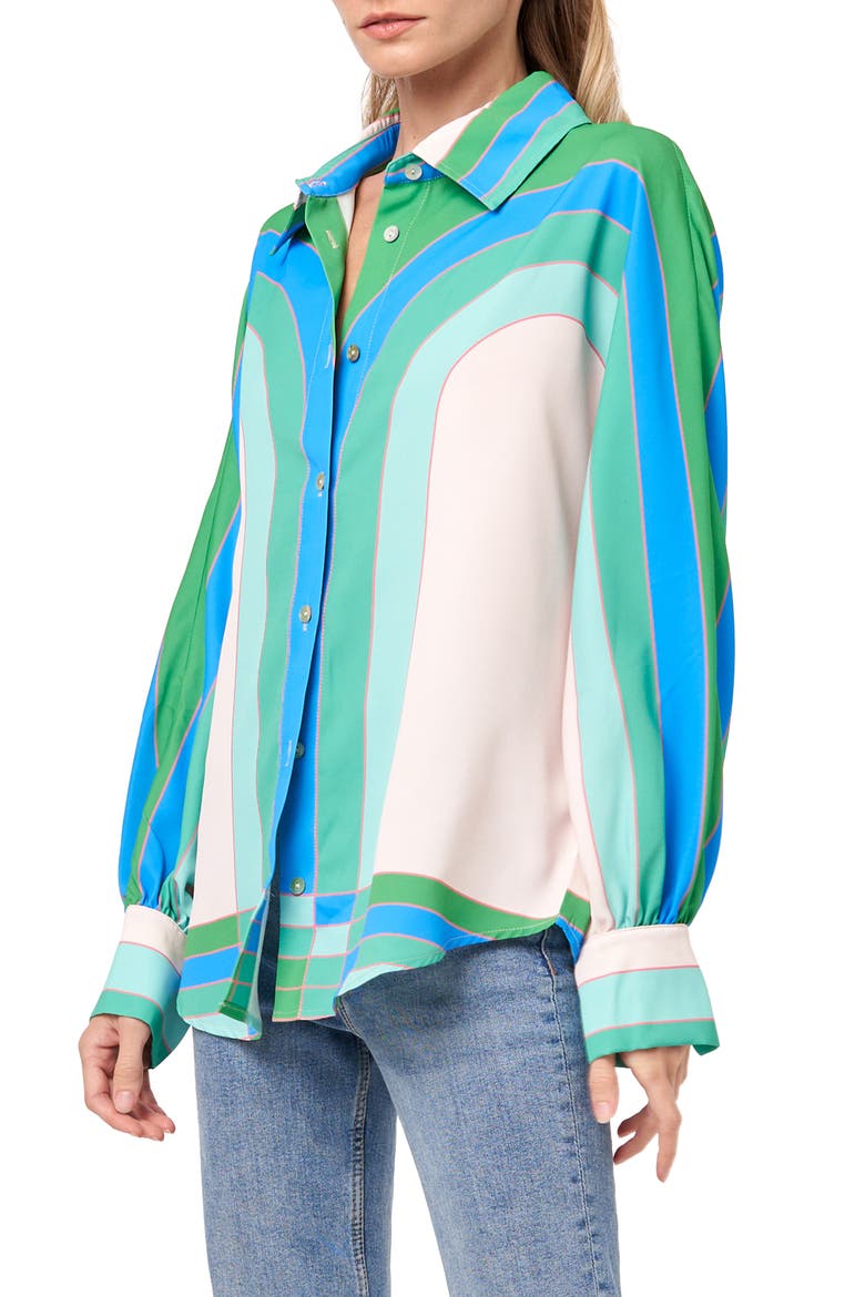 Messa Print Button-Up Shirt, Alternate, color, GREEN MULTI