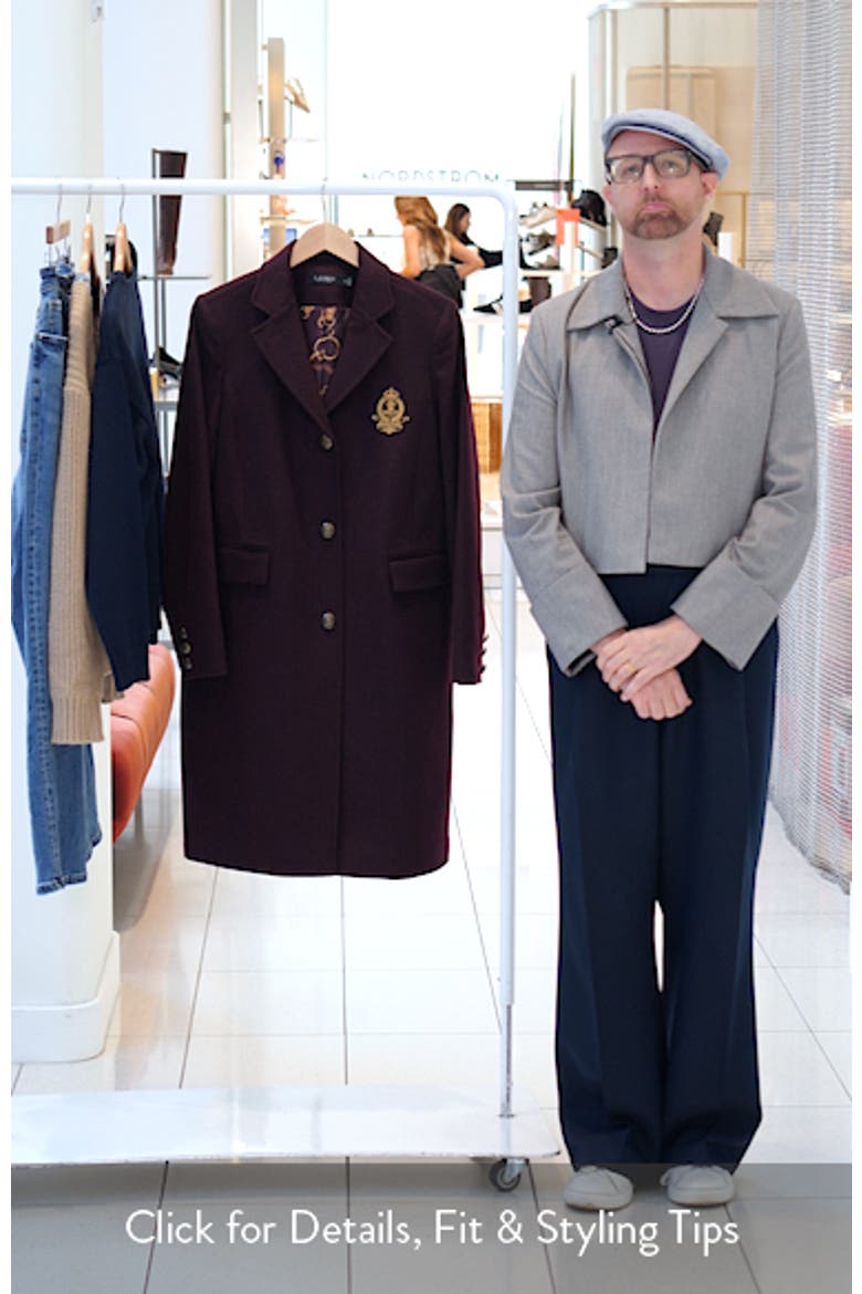 Lauren Ralph Lauren Crest Patch Wool Blend Reefer Coat (Women