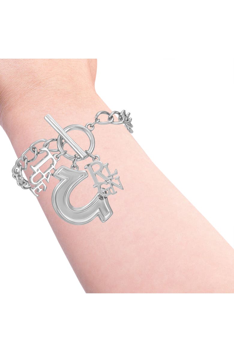 Horseshoe & Logo Charm Bracelet, Alternate, color, Silver Tone