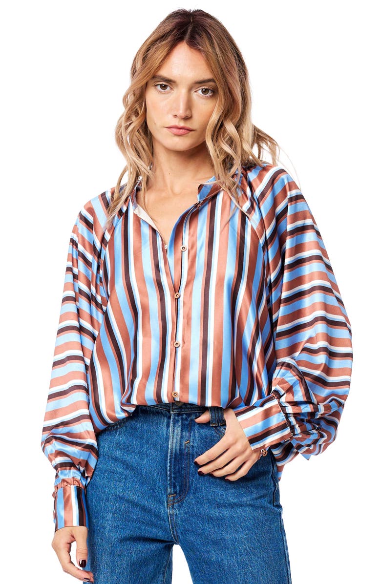 CIEBON Milia Satin Top, Alternate, color, Blue Multi