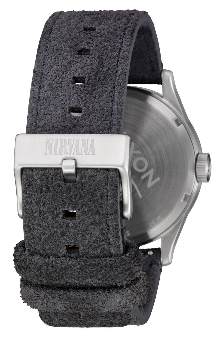 Nirvana Sentry Leather Strap Watch, 42mm, Alternate, color, UNPLUG FADE