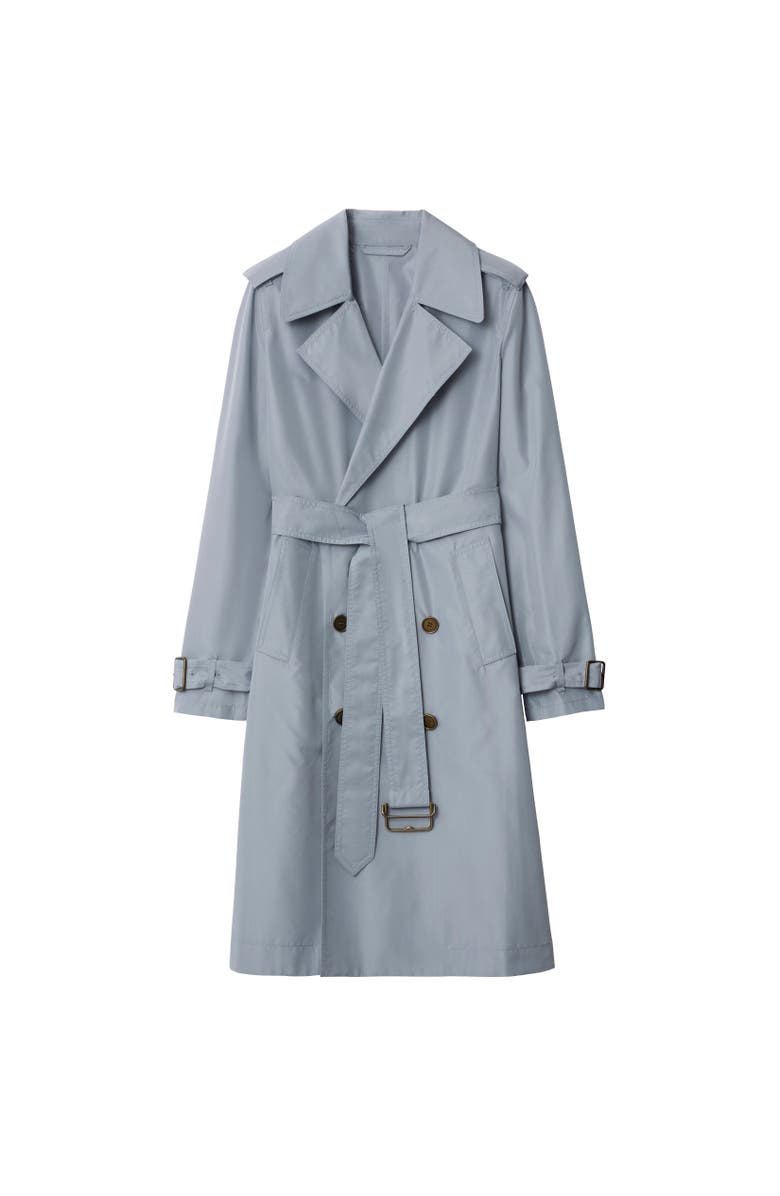 Burberry Long Silk Trench Coat, Alternate, color, Gale