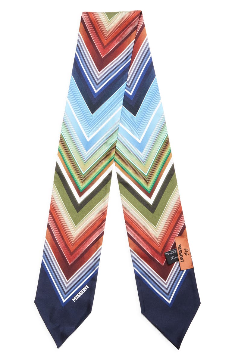 Missoni Chevron Print Silk Skinny Scarf, Alternate, color, 0001 Blue Multi