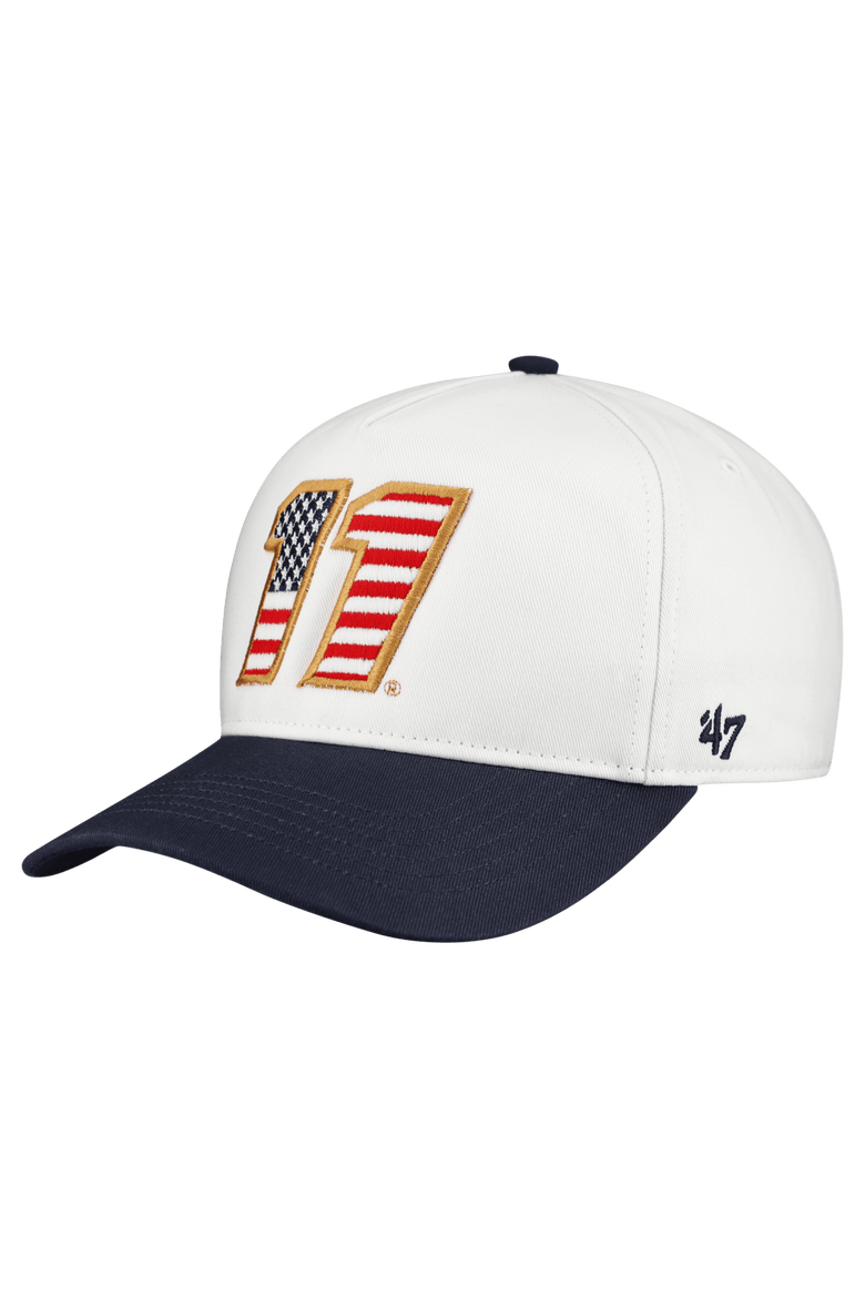 Men's '47 White Denny Hamlin Flag Fill Two-Tone Team Adjustable Hitch Hat, Main, color, White