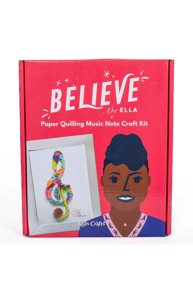 Kids Crafts Believe Like Ella Paper Quilling Music Note DIY Craft Kit w/ 6x8" Frame, Main, color, Multicolored