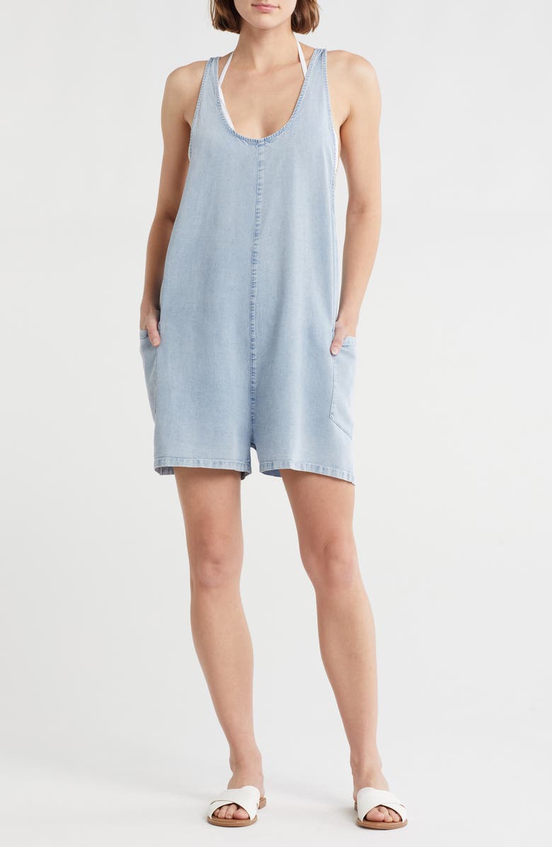 Spiritual Gangster Hacienda Chambray Romper, Main, color, Sunbleached Chambray