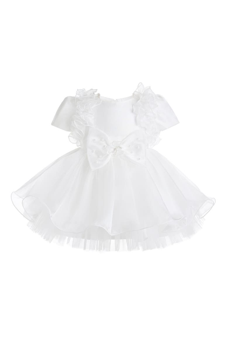 Celestara Ruffle Bow Dress, Main, color, White