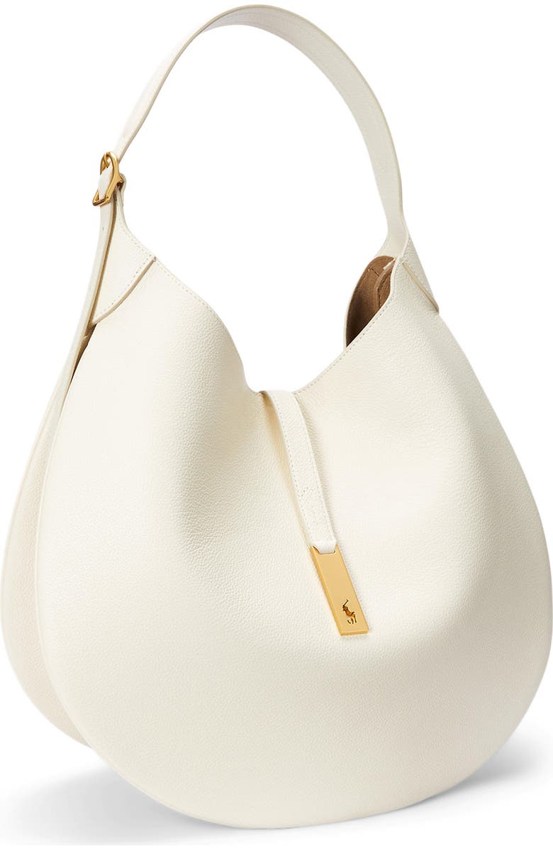 Polo Ralph Lauren Small Polo ID Leather Shoulder Bag, Alternate, color, Ivory