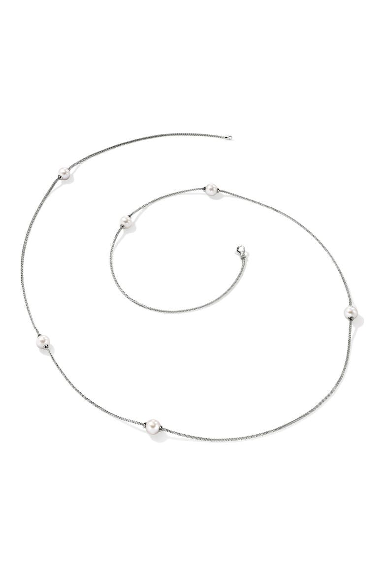 JH Essentials Freshwater Pearl Station Necklace, Alternate, color, SILVER/PEARL