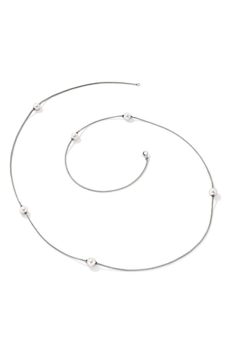 John Hardy JH Essentials Freshwater Pearl Station Necklace, Alternate, color, Silver/Pearl