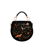 Fable England Fox & Owl Embroidered Black Top Handle Saddle Bag