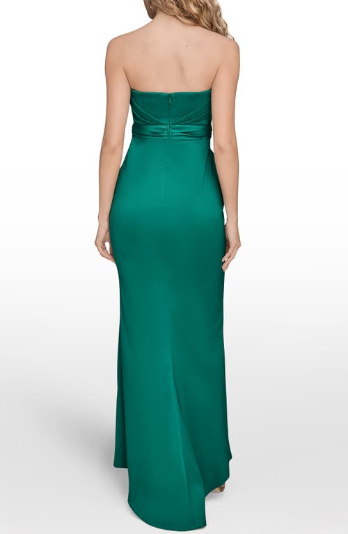 Donna Karan New York Asymmetric Strapless Satin Gown In Green