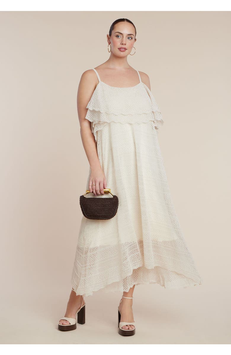 ELOQUII Crochet Knit Maxi Dress, Main, color, Irish Cream
