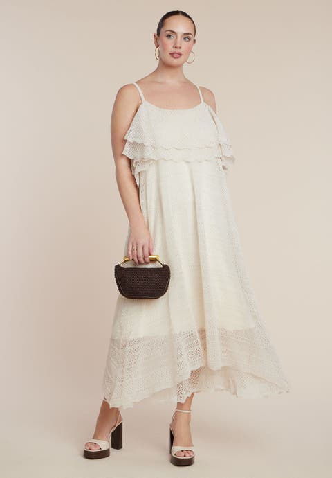 Crochet Knit Maxi Dress (Plus)