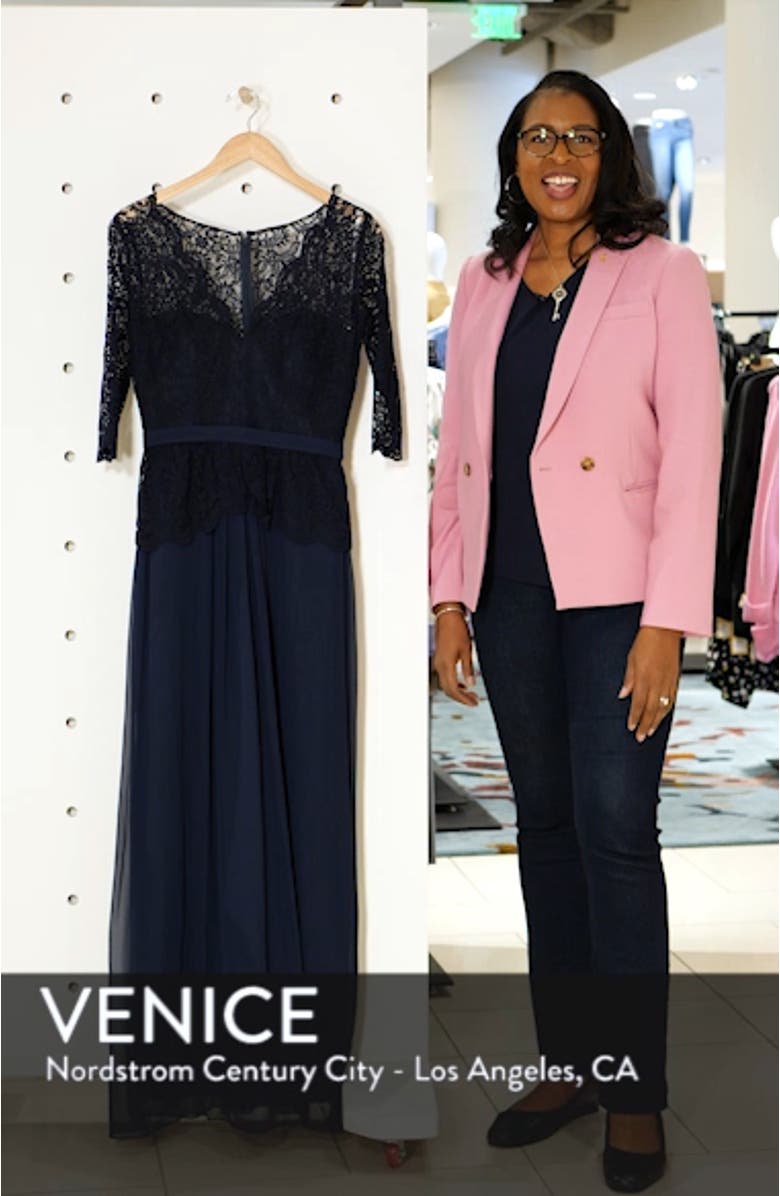 Lux Lace & Chiffon Column Gown, sales video thumbnail