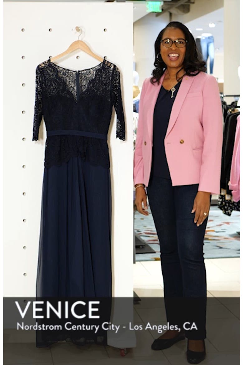 Lux Lace & Chiffon Column Gown video