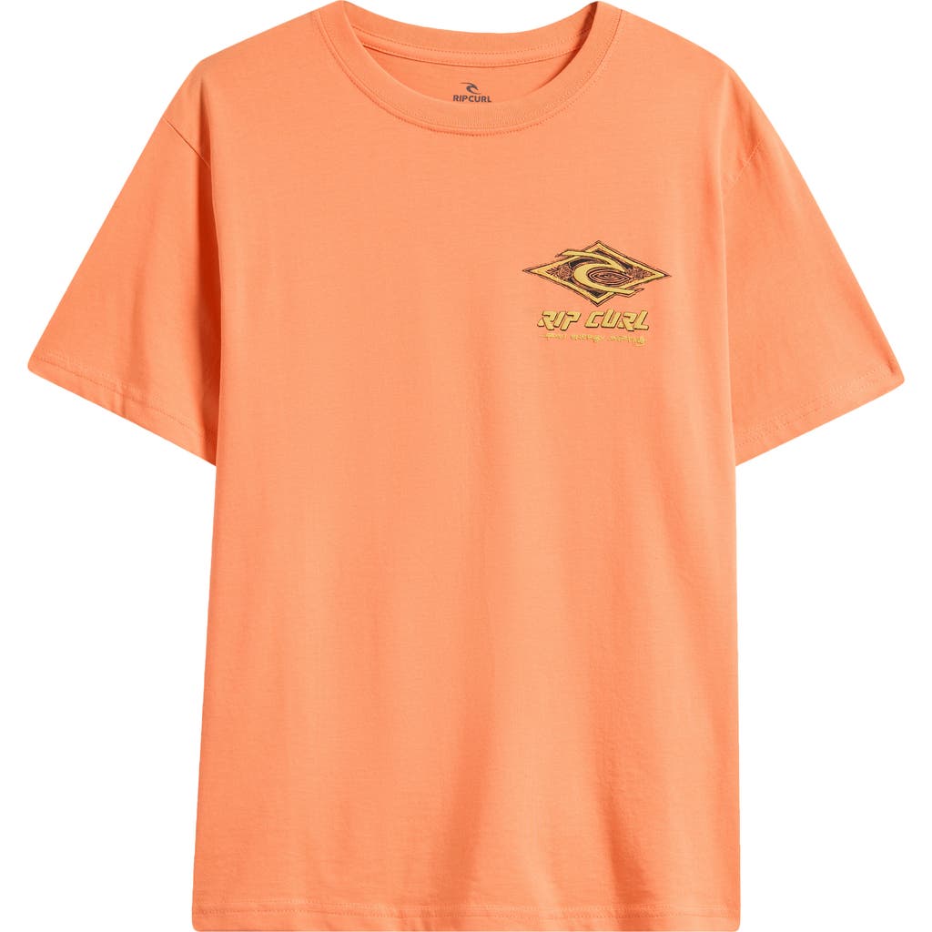 Rip Curl Kids' Raw Energy Dolphin Cotton Graphic Logo T-shirt In Mandarin Zest