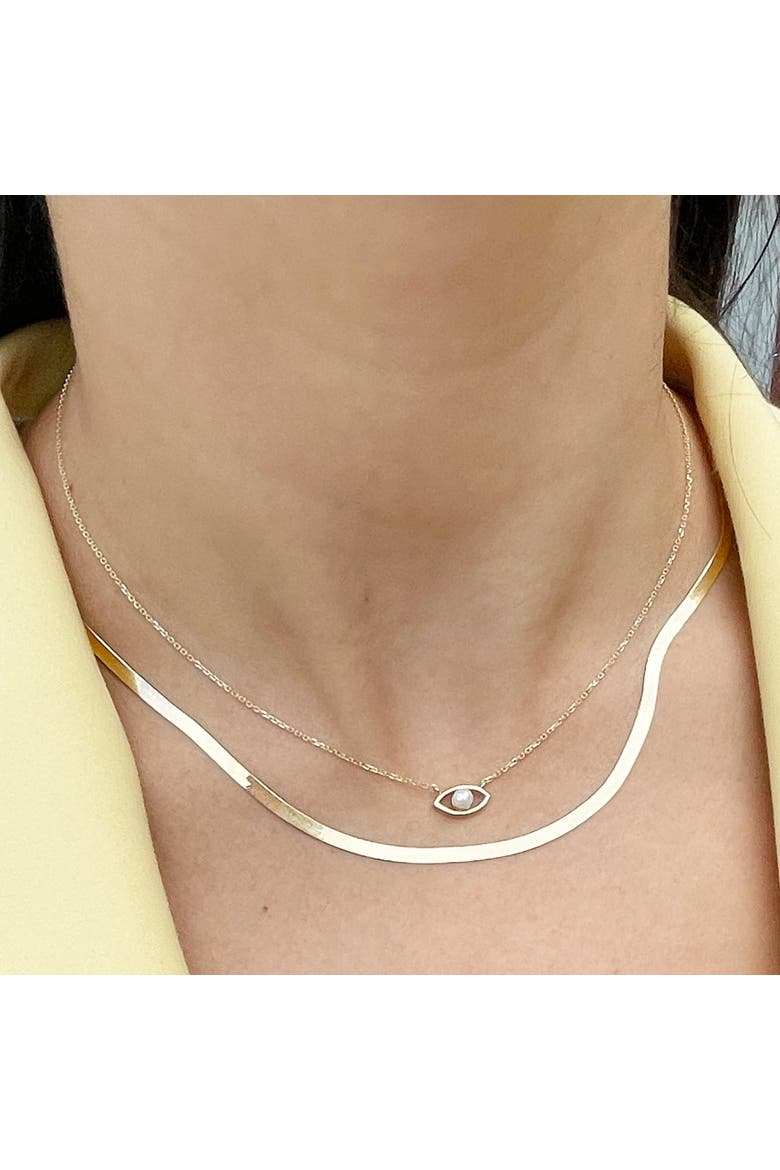 Evil Eye Pearl Necklace, Alternate, color, Yellow Gold