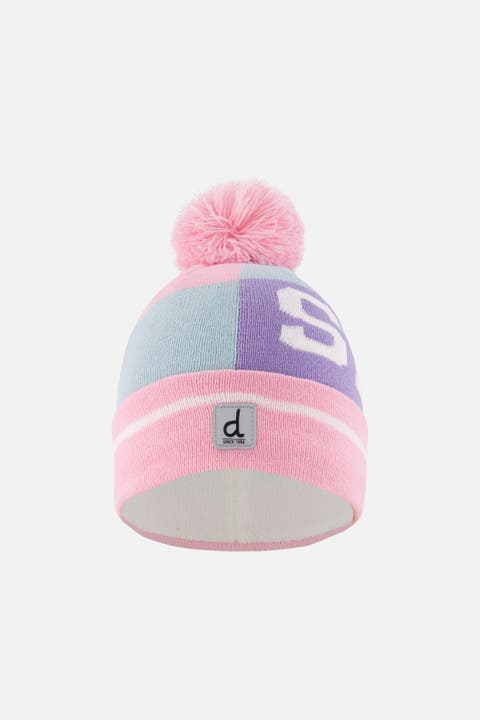 Ski Colorblock Fleece-Lined Knit Hat with Pompom