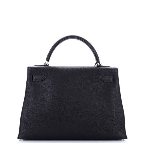 Pre-owned Hermes  Hermes Kelly Handbag Black Togo With Palladium Hardware 32 In Black