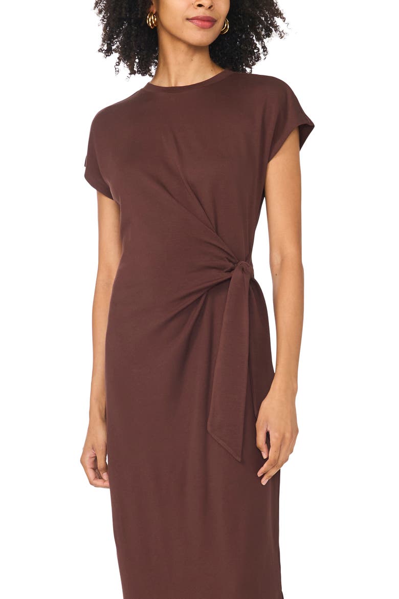 Tie Waist Maxi Dress, Alternate, color, RICH CHOCOLATE
