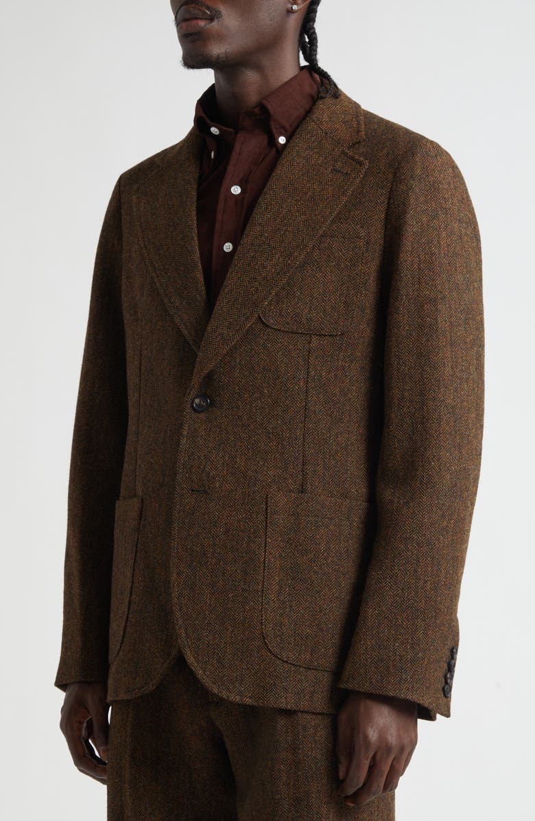 Noah Wool Herringbone Sack Jacket, Alternate, color, Brown