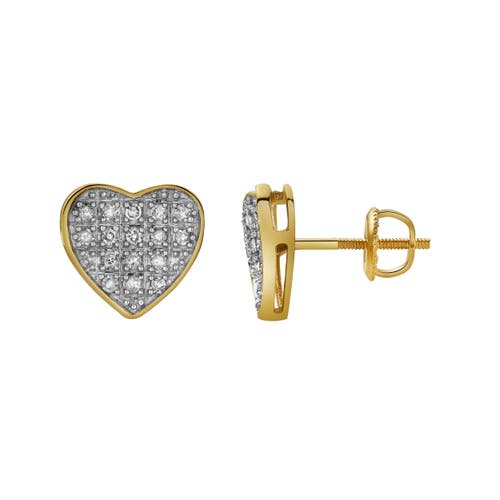 Luvmyjewelry Cherish 10k Yellow Gold Cluster Diamond Unisex Earrings In 10k Yellow Gold