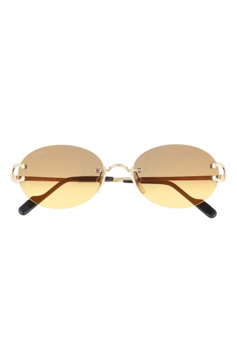 55mm Gradient Rimless Oval Sunglasses