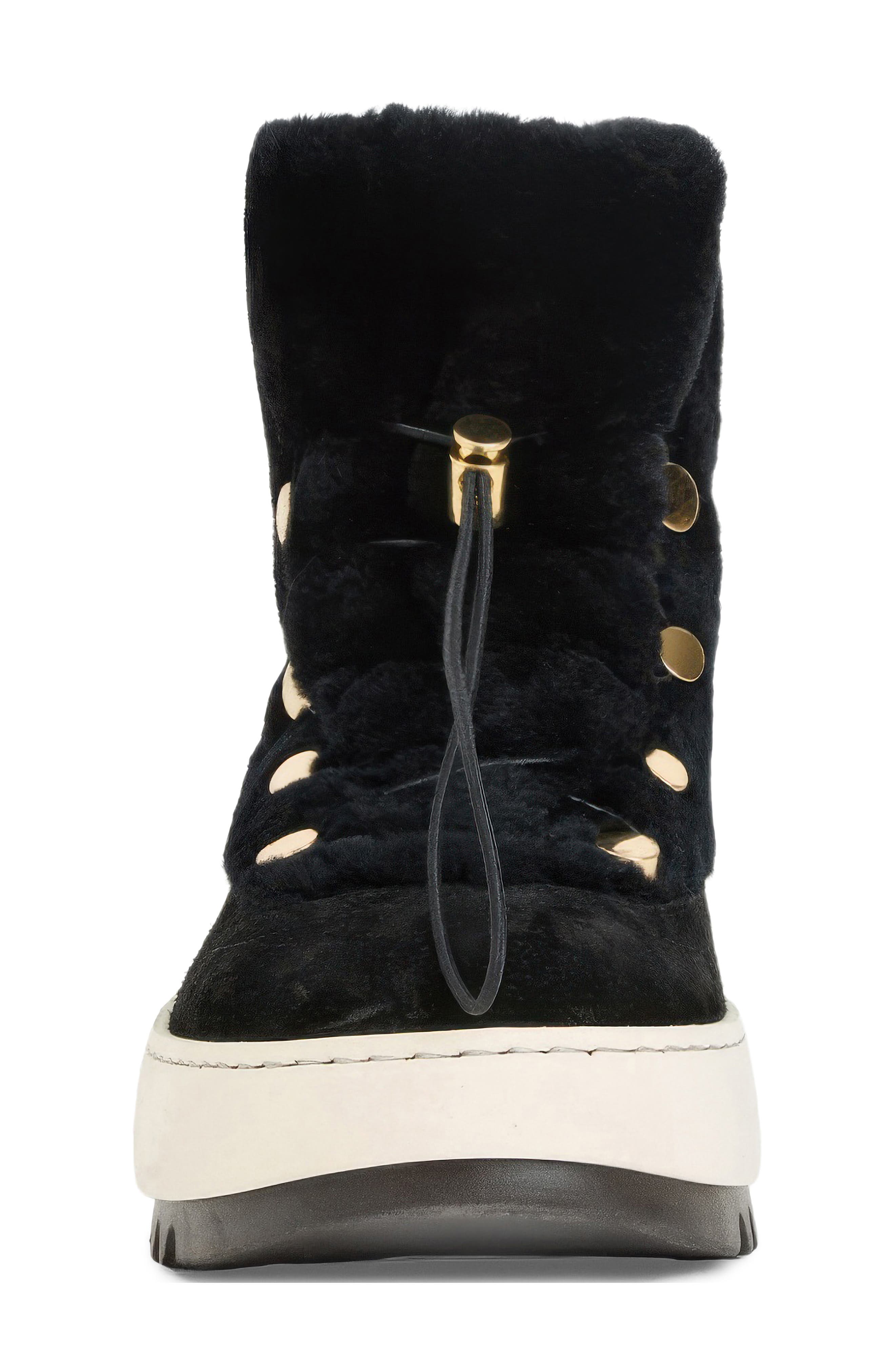 Alena Genuine Shearling Boot, Alternate, color, BLACK SUEDE
