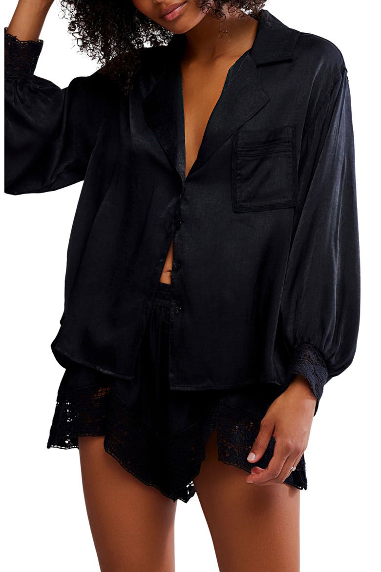 Midnight Muse Pajama Shirt, Alternate, color, BLACK