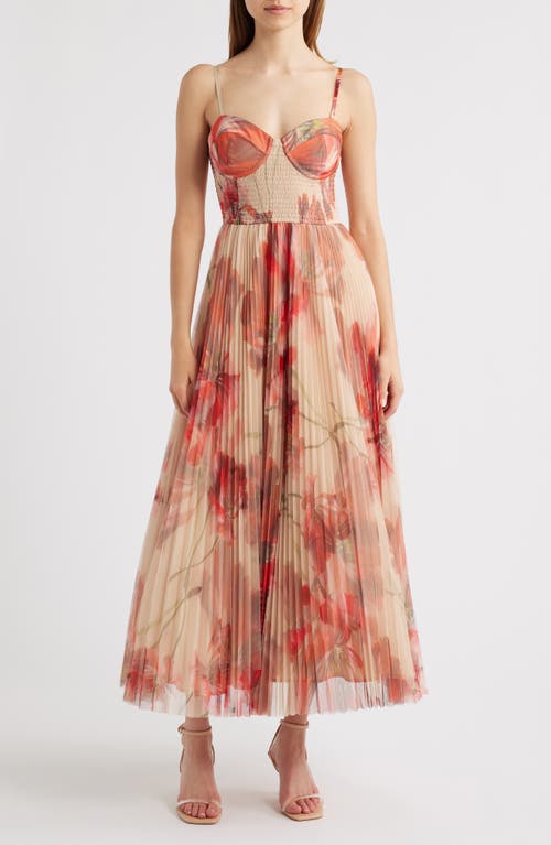 Hutch Brianna Sleeveless Bustier Pleated Tulle Maxi Dress
