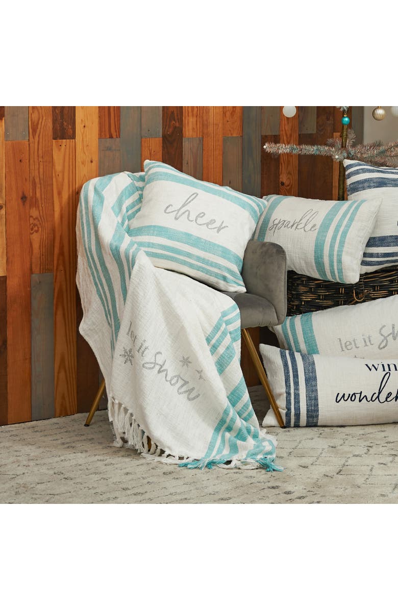 carol & frank Morgan Christmas Holiday Striped Decorative Lumbar Pillow Collection, Alternate, color, Green 15" X 35"