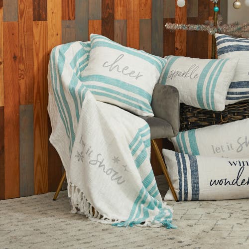 Carol & Frank Morgan Christmas Throw In Blue