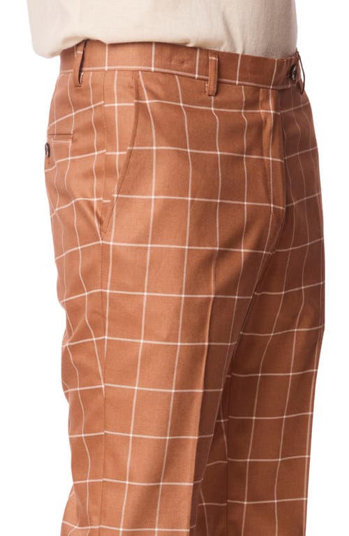 Paisley & Gray Downing Slim Fit Flat Front Windowpane Dress Pants In Brown