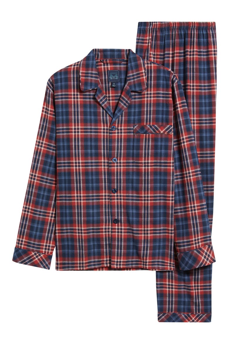 Time Out Flannel Pajamas, Alternate, color, NAVY/RED
