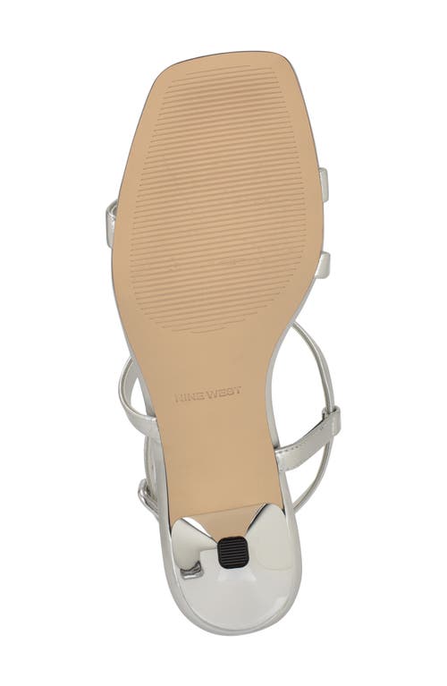 Nine West Women's Hanni Strappy Square Toe Kitten Heel Sandals In Silver