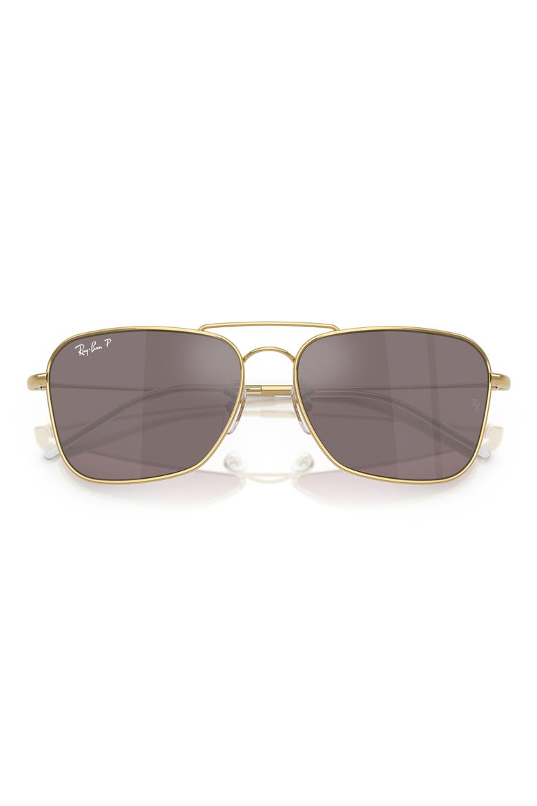 Caravan Reverse 58mm Polarized Square Aviator Sunglasses, Alternate, color, PINK GOLD