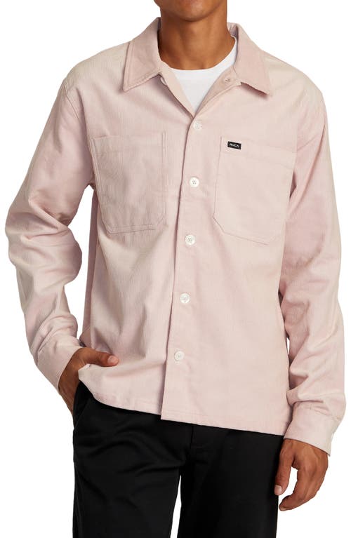 RVCA Americana Corduroy Button-Up Overshirt in Pale Mauve 