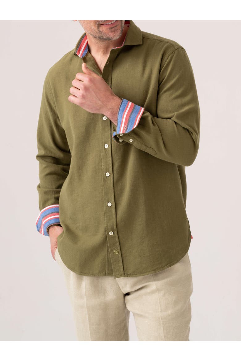 Brushed Cotton Long Sleeve Shirt, Main, color, Olive
