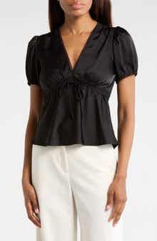 WAYF Puff Sleeve Peplum Top