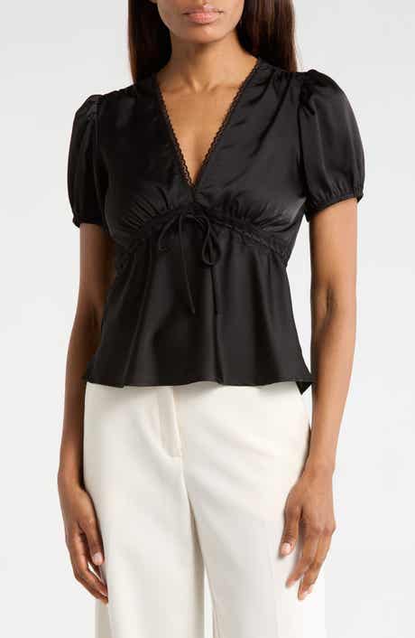 WAYF Puff Sleeve Peplum Top