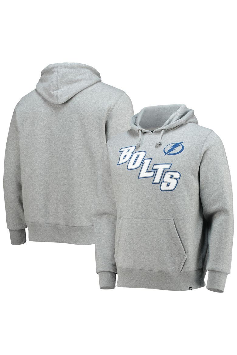 Men's '47 Heathered Gray Tampa Bay Lightning Pregame Headline Pullover Hoodie, Main, color, Heather Gray