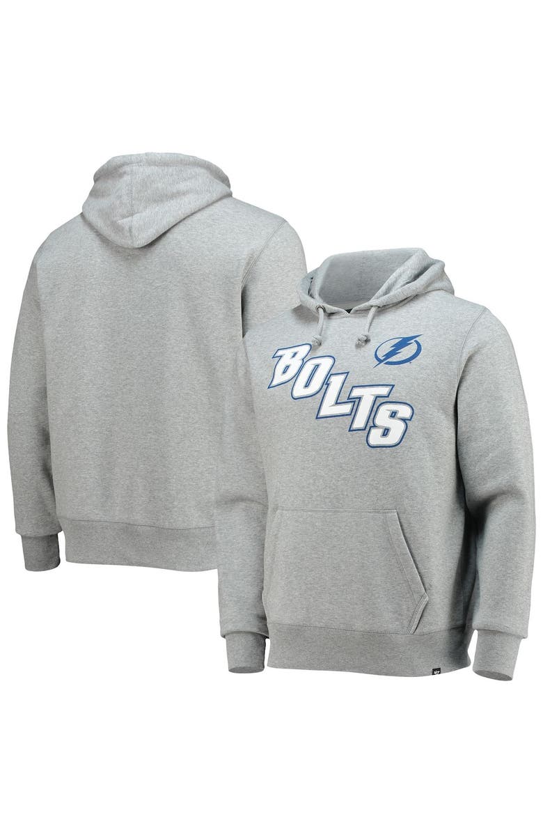 '47 Men's '47 Heathered Gray Tampa Bay Lightning Pregame Headline Pullover Hoodie, Main, color, Heather Gray