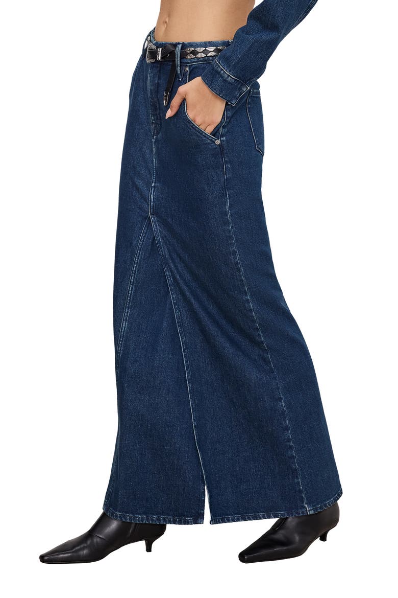 Denim Fit & Flare Skirt, Alternate, color, INDIGO724
