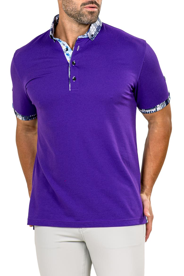Newton Marthyr0030 Purple Button-Down Piqué Polo, Alternate, color, PURPLE