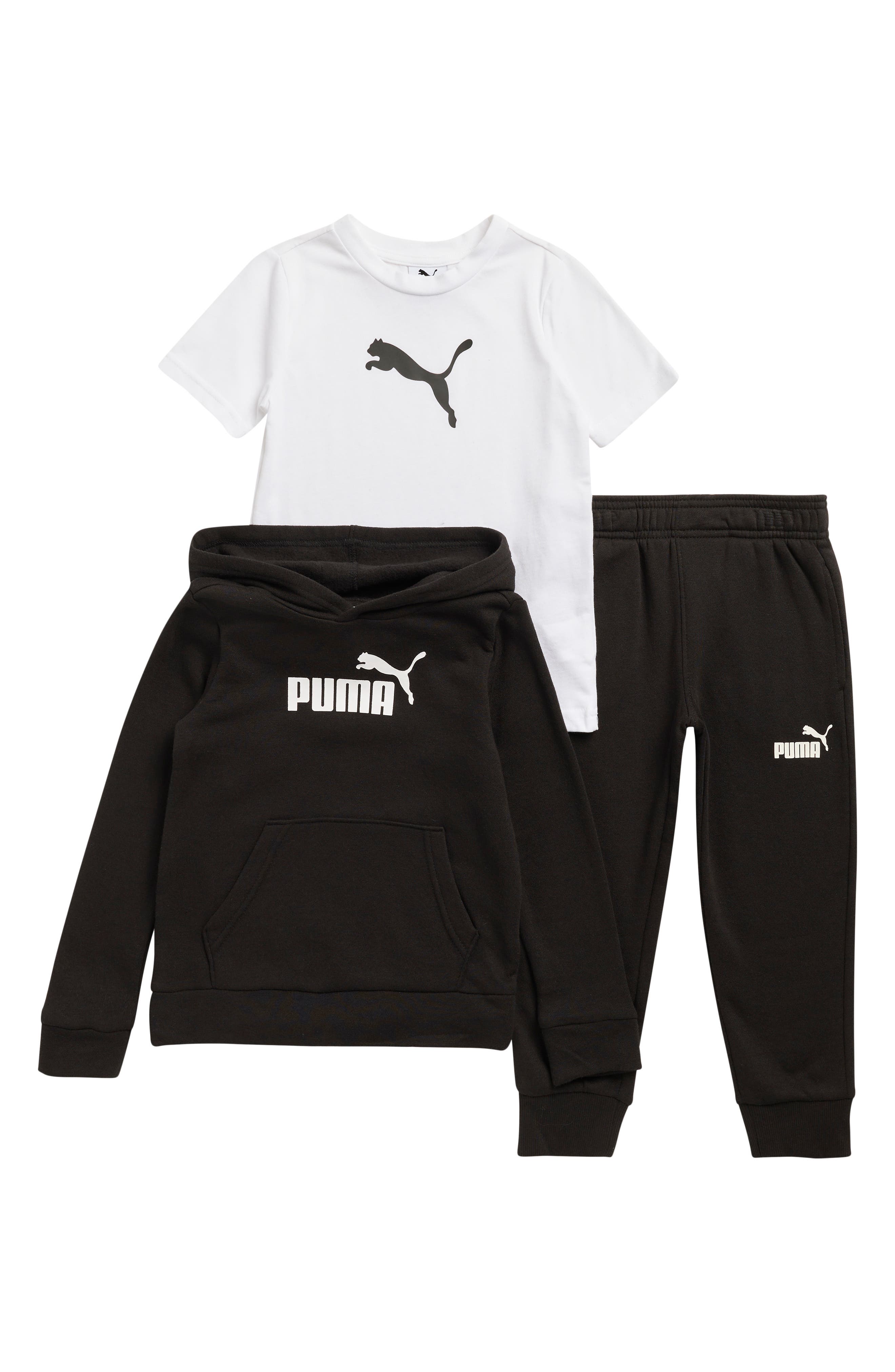 PUMA Kids&#39; Logo Fleece Hoodie, Jersey T-Shirt &amp; Joggers Set